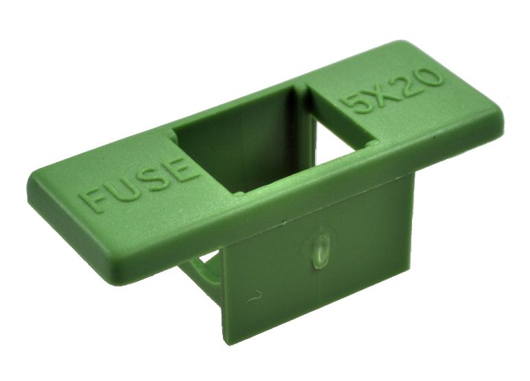 Zekering houder 5x20mm met deksel 16mm pitch PCB groen PTF76 02